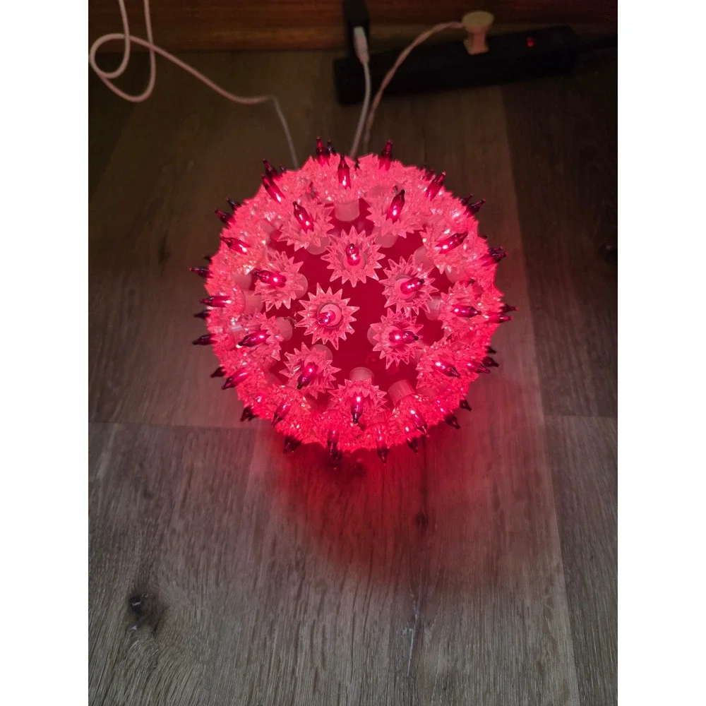 Vintage Style Red Lighted Starlight Sphere Christmas Holiday Decor Star Ball
